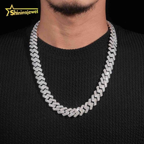 Pass Diamond Test 16mm VVS Moissanite Cuban Lidynamic Chain S925 Gold Plated Diamond Iced Out Hip Hop Cuban Lidynamic Chain