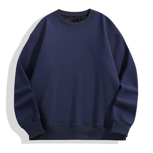(772) Plush Drop Shoulder Plain Solid Color Round Neck Sweatshirt