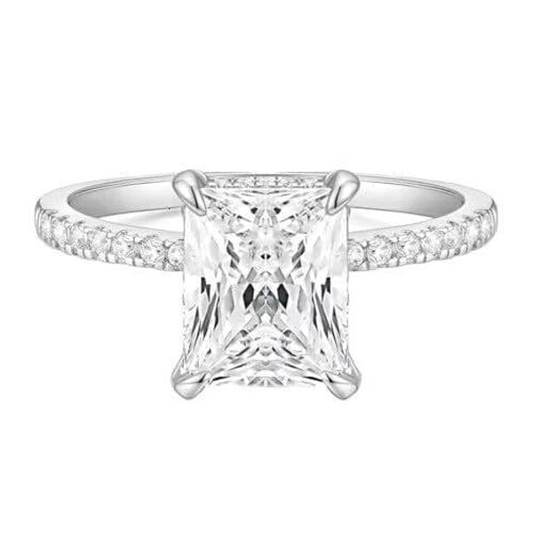 Radiant Cut Solitaire Cubic Zirconia CZ Engagement and Wedding Promise Rings for Women 3CT 925 Sterling Silver Jewelry