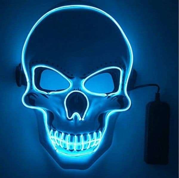 Hot Sale White Skull Glowing Cold Light Halloween Mask Led Ghost Head Horror Atmosphere