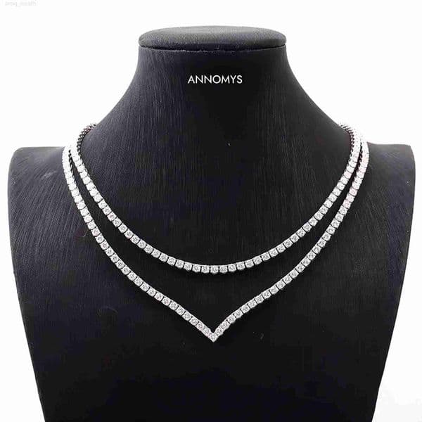 Silver 925 Original 1424 Inches Round Brilliant Cut Diamond Test Past D Color Moissanite V Tennis for Women Fine Jewelry