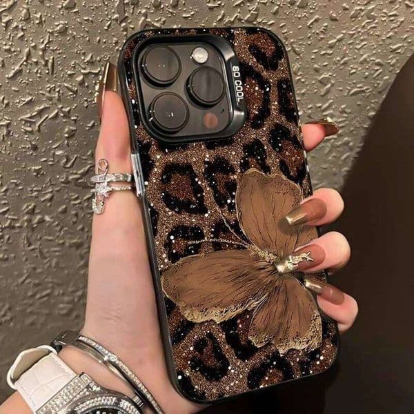 Iphone 17 pro max case Brown Butterfly Leopard Printed Cover For Iphone 17 Air Max XR X XS 7 8 Plus