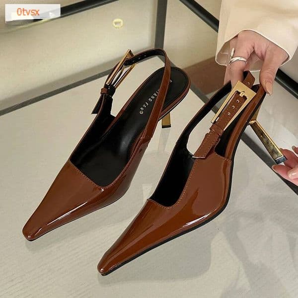 Trendy women's shoes sandals fashionable pointed toe shallow mouth thin heel fashionable temperament high heels designer shoes