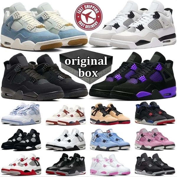 Original Box Designer 4 Basketball shoes Men Women Sneakers Panda Military Black Cat 2025 Purple Thunder Cool Grey Bred Sports Trainers top AAAAA