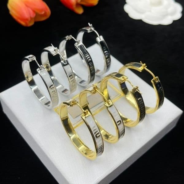 Designer Earrings for Woman Earrings Hoops High Quality Simple Letter Earrings Enamel Glaze Diamond Luxury Jewelry 925 Silver Needle Holiday Gift