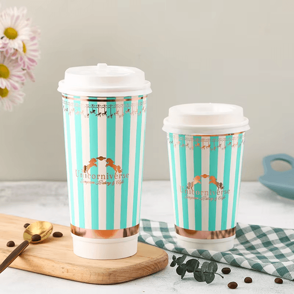 XYA Logo Biodegradable Double Wall Paper Cup 8oz 12oz 16oz 20oz Polyethylene Paint Coating Hot Latte Coffee Beverage Shop with Lid