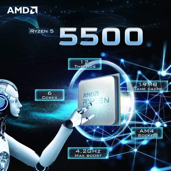 AMD Ryzen 5 5500 36GHz 6-Core 12-Thread Socket AM4 NEW Gaming Processor DDR4 L316M 65W 7NM R5 5500 but without fan