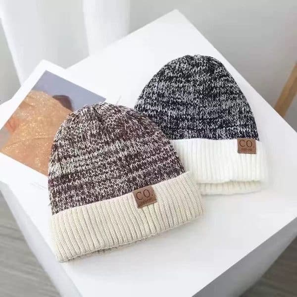 Knitted Letter Logo Unisex Wool Korean Style Autumn Winter Fleece Lined Thickened Ear Protection Pullover Hat