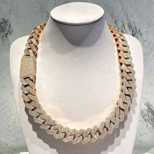 Moissanite Iced Out Cuban Link Chain for Men Hip Hop Jewelry Gold Plated VVS Bling Choker Necklace Wholesale