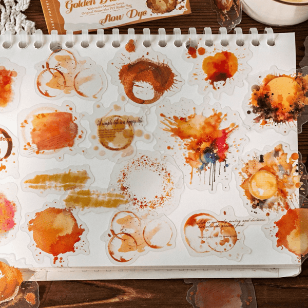 Retro Watercolor Patterned Vintage Sticker Pack for Handmade Journals & Decorations