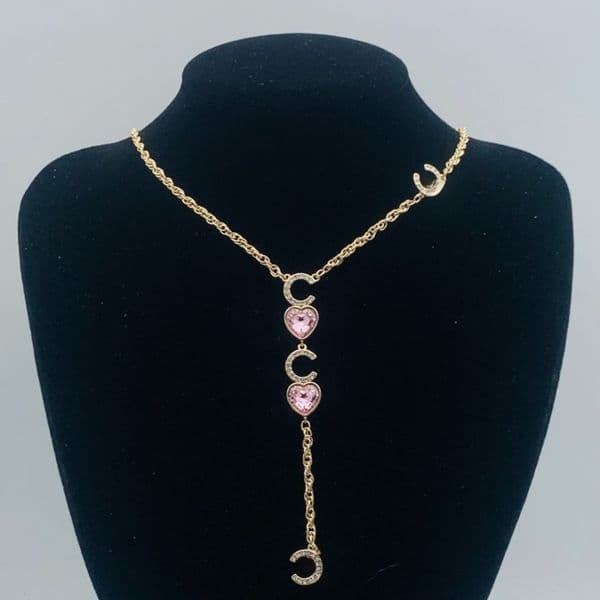 Designer Necklace Fashion Charm Crystal Pendant Necklace Letter Gold Plated Chain Choker For Women Jewelry Gift