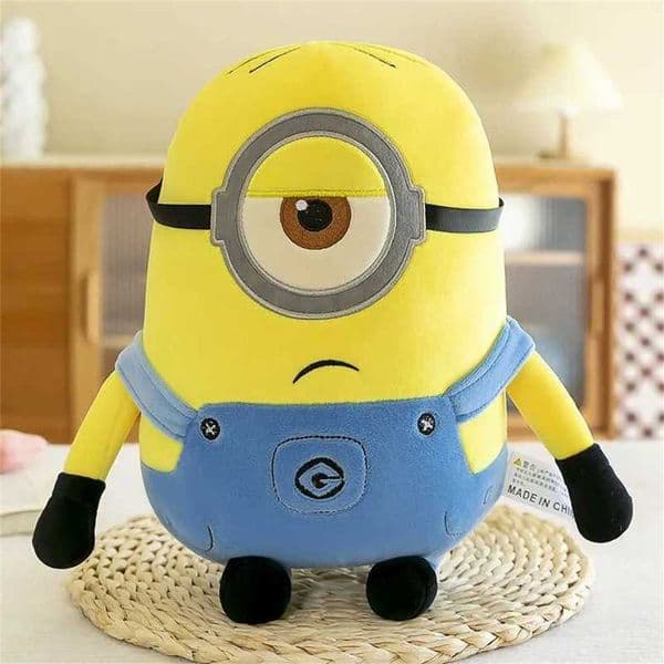 New Christmas Gift Cute Minions Movie Characters Yellow Plush Bob Stuart In Jeans Soft Dolls Toys Hobbies Christmas Birthday Gift 1pcs