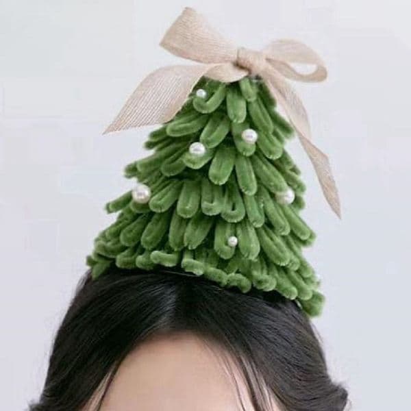 Chenille Stem Handmade Christmas Tree Headband Green Red Pink Color Material Kits For children's handcrafts Party Costumes Christmas Gifts And DIY