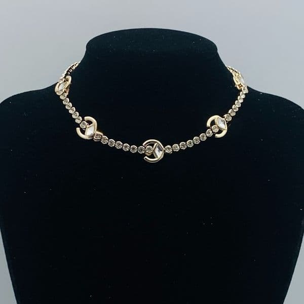 Designer Necklace Luxury Crystal Pendant Necklace Letter Charm Gold Plated Chain Choker For Women Fashion Jewelry Gift