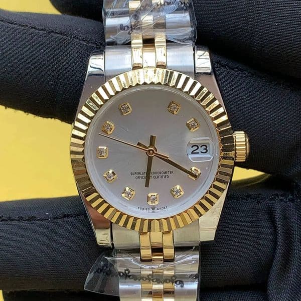 Fashionable 36mm Two Tone Stainless Steel Mechanical Automatic Analog Wrist Watch For Women Swiss Fashion Seller