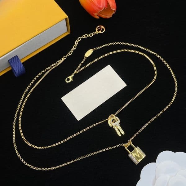 Fashion Women Luxury Designer Necklace Choker Pendant Chain 18K Gold Plated Letter Necklaces High Quality Wedding Jewelry Accessories
