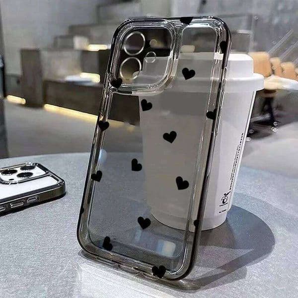 Cute Cartoon Love Heart Phone For Iphone 16 17 Air Pro Max 14 12 13 11 15 Case Mini 7 8 Plus Transparent Soft Cover iphone 17 case