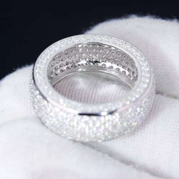 Fashion Hip-hop Full Dia Jewelry Rings Round Shade Design Moissanite Ring for Men