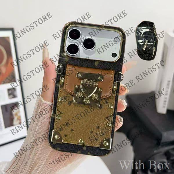 Beautiful Crossbody Card Slot Phone Case iPhone 17 16 Pro Max Luxury Designer Case 19 18 17promax 17pro 16pro 15pro 14pro 13pro 12pro Plus Air Promax with Box Xs1008