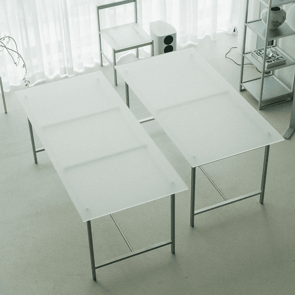 Customizable Acid Etched Glass Desk Top - Frosted Glass Table for Office/Home