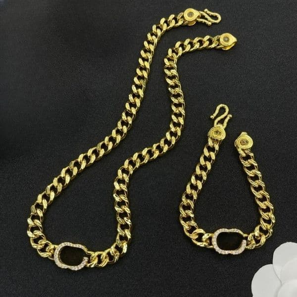 Designer Luxurys Cuban Link Chains Set for Men Women Classic Letters G Necklaces Bracelet Chain Jewelry Sets Fashion Bracelets Necklaces Set High Quality