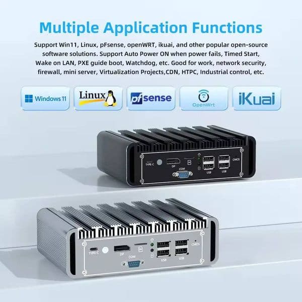ZXIPC Intel N100 Mini PC Computer Firewall Appliance Mini Desktop Hardware 5 Lan I225 25G Network Ethernet Pfsense