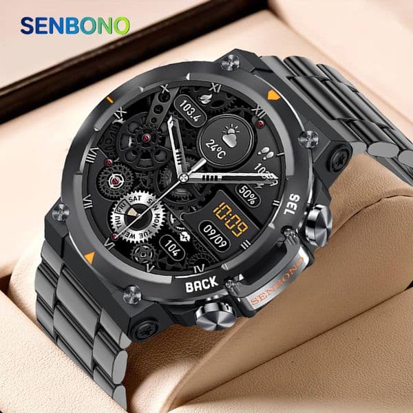 SENBONO 2025 MAX18 Men Smartwatch AMOLED1.43inch HD Big Screen BT Calls Gesture Control AI Voice Sports Smart Watch Men