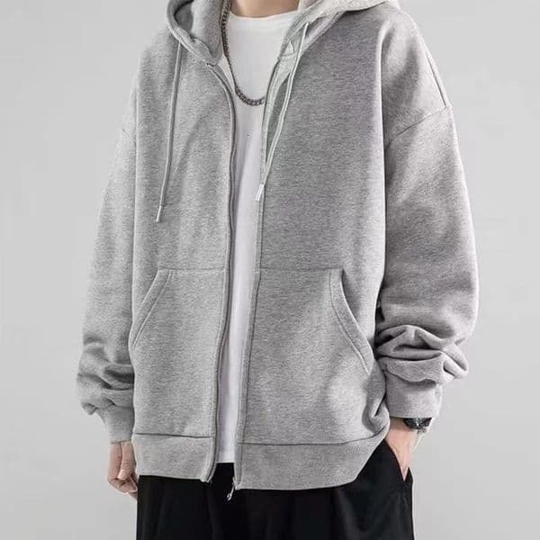Wholesale Fleece Sweatshirt Casual Ins Cardigan Trendy Loose Youth Hooded Men's Solid Color Autumn Winter Zipper Designer Hoodie Jacket Tracksuit Men Polo Veste