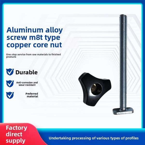 Aluminum Alloy M8 Screw with Copper Core Nut, Heavy-Duty Threaded Fastener for Industrial & Machinery Applications