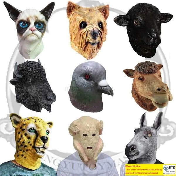Pigeon Owl Wolf Dog Animal Mask Latex Party Horse Donkey Animal Mask Kid Party Halloween MaskM240711 C250930 LL