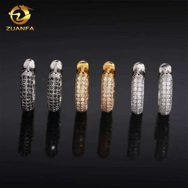 Wholesale D VVS Moissanite Hoop Screw Back Sier Hip Hop Earrings for Men and Women