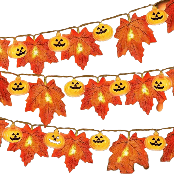 LED light strings pumpkin maple leaf harvest Thanksgiving vine ambient decorative arrangement and colored light strings