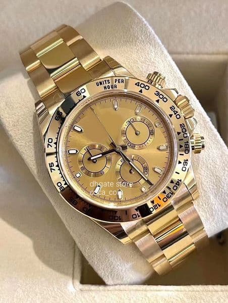 New 40mm Men's Watches Yellow Gold Champagne Dial 116508 Quartz Chronograph movement Waterproof sapphire MEN Wristwatch