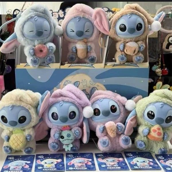 MINISO Blind Box Stitch Even If You Are Sleepy Take Bite Series Vinyl Plush Pendant Childrens Toy Model Birthday Gift