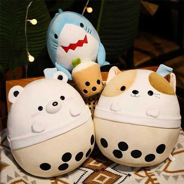 Plush Pillows Cushions Squish Pillow Toy Animal Kawaii Shark Milk Tea Cat Bear Soft Cute Buddy Stuffed Cushion VantineS Gift For Kids Girl