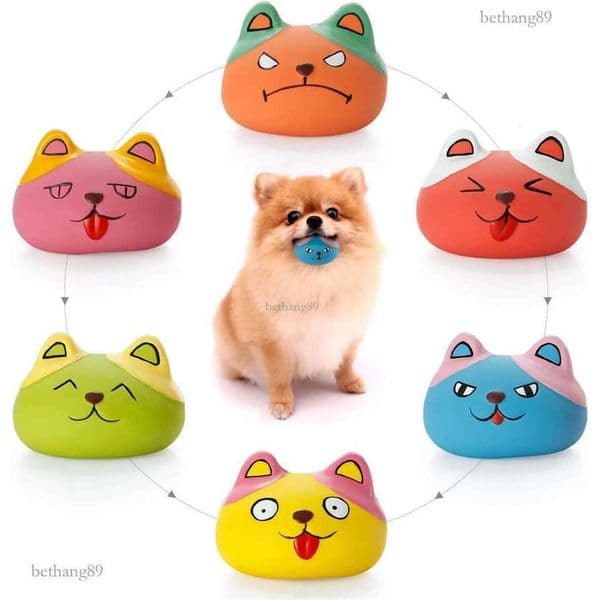HDSX Squeaky Dog Toys Funny Animal Dog Balls for Puppy Mini Small Pet Dogs 6 PcsSet