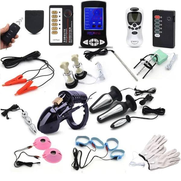Electric Shock Penis Plug Rings Pulse Anal Glove Stimulation Breast Pads Massage Nipple Clamp Cock Cage Sex Toys for Couple