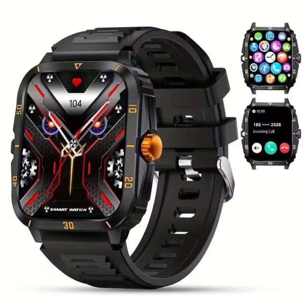 SENBONO KT71 Men's Outdoor Smart Watch 1.96inch HD Display Call Answering Sports Long Battery 3ATM Waterproof Android Operating System