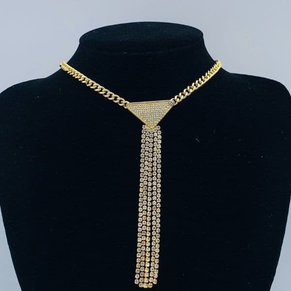 Designer Necklace Triangle Pendant Sweater Chain Diamond Tassel Luxury Jewelry Accessories Brand Letter Design Necklace High Quality Couple Holiday Gift