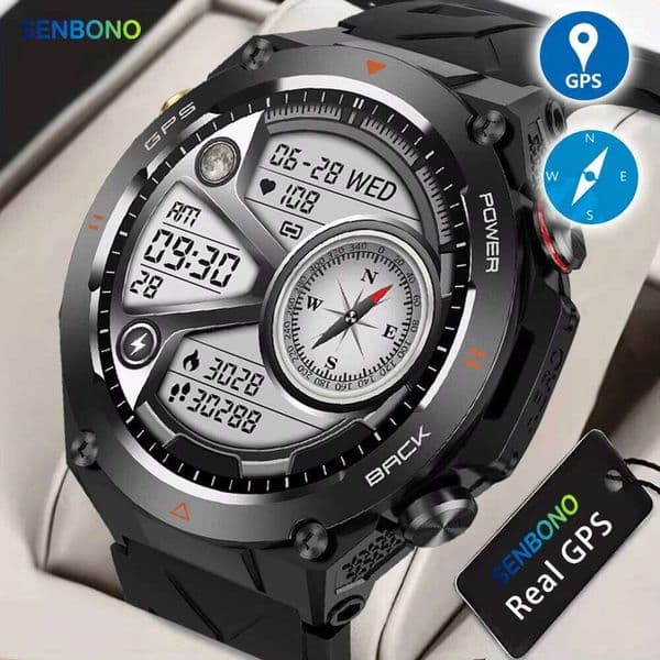 Senbonuo KC82 Outdoor Altitude Barometric Compass Waterproof Multiple Sports Modes Positioning System Smart Watch for Men