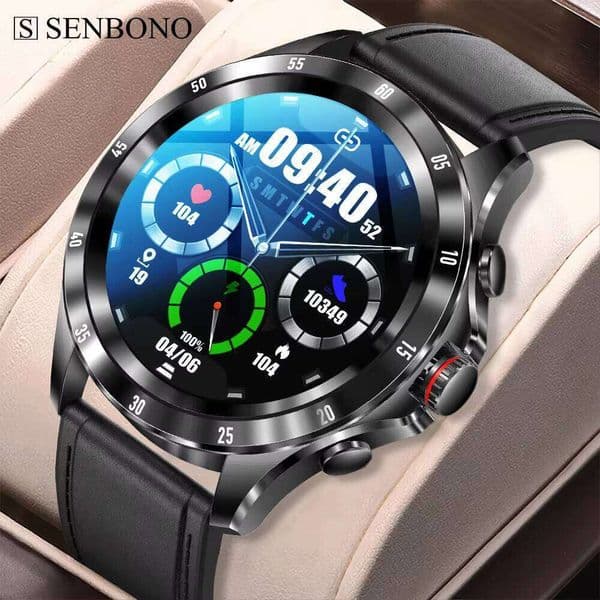 7Hot Leather 1.32inch HD Screen BT Call Blood Pressure Heart Rate Men's Smart Watch Android IOS