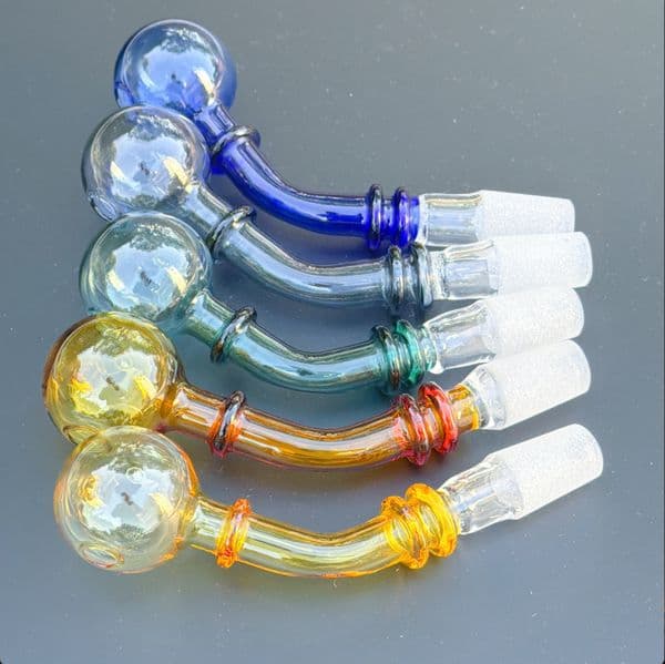 14mm male color glass oil burner downstem for Tobacco Bent Bowl Hookah Adapter Thick Bong Pipes Smoking Accessorie