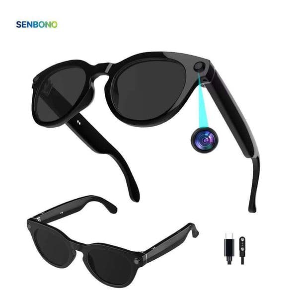 SENBONO V03 Wireless Audio Camera AI Translation Glasses 4K Wifi Recording ENC Noise Smart Wearable Headset