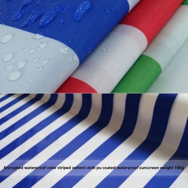 210D Thin Red Blue Green White Waterproof Oxford Cloth PU Coated Rainproof Color Stripe Fabric Wholesale