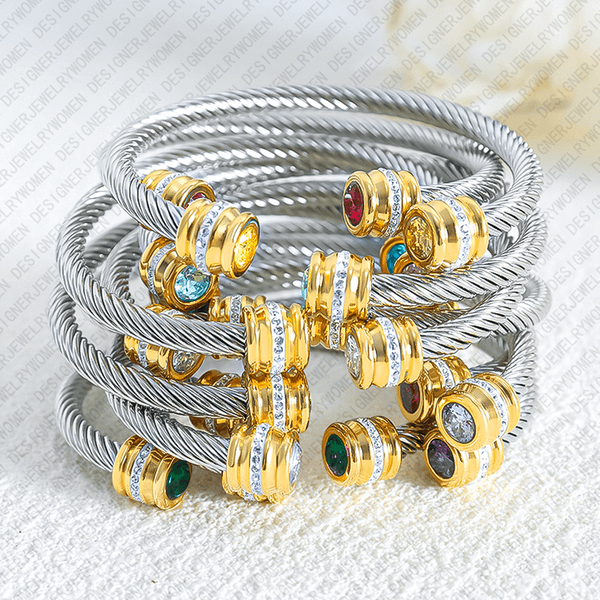 Designer Bracelet Bracelet for Women Stainless Steel Bracelets Hammered Open Bangle Gold Bangles Luxury Jewlery Designer for Women Elegant Statement Gift