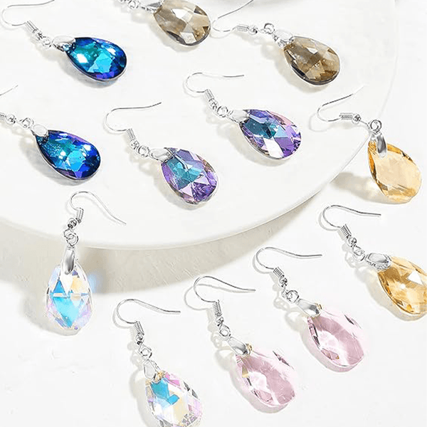 6 Pairs Leverback Dangle Earrings Set Earring Multicolor Tear Drop Cubic Zirconia Drop Earrings For Women