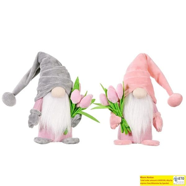 Christmas Decorations Spring Tulip Gnomes Plush Faceless Dwarf Doll Toy For Mothers Day Girlfriend Grandmother Valentines Birthday Gifts Party Decor LL