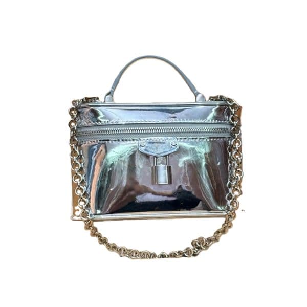Designers bag Lady Cosmetic Fashion Leather Makeup Bag Women Toiletry Travel Pouch Ladies Purses Handbags Silver makeup storage bag