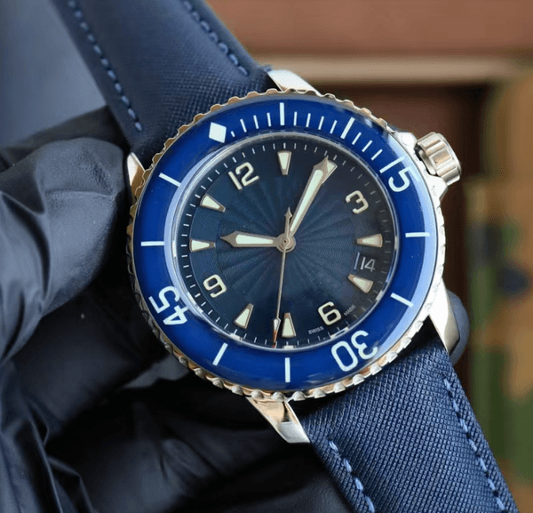 super 2025 Latest 5 styles fifty fathoms men watches 45 MM sapphire Ceramic Auto Date 316L steel case nylon strap CaL.8215 Movement Mechanical Automatic Men's watch