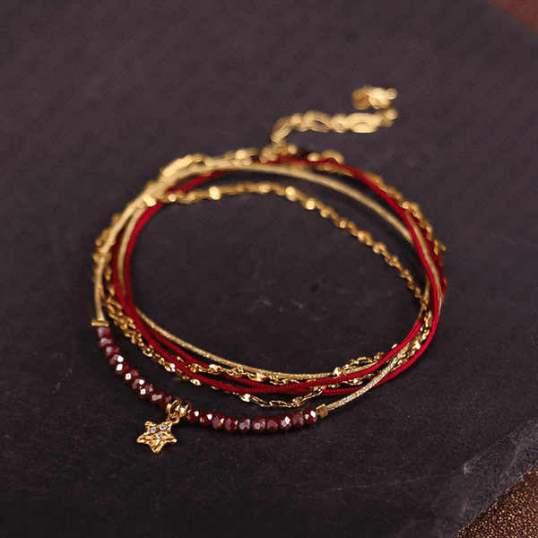 Designer Bracelet for Women French Style Bracelets Layered Bangle Red String Braided Bangles Lucky Charm Luxury Jewlery Designer for Women Elegant Chic Gift